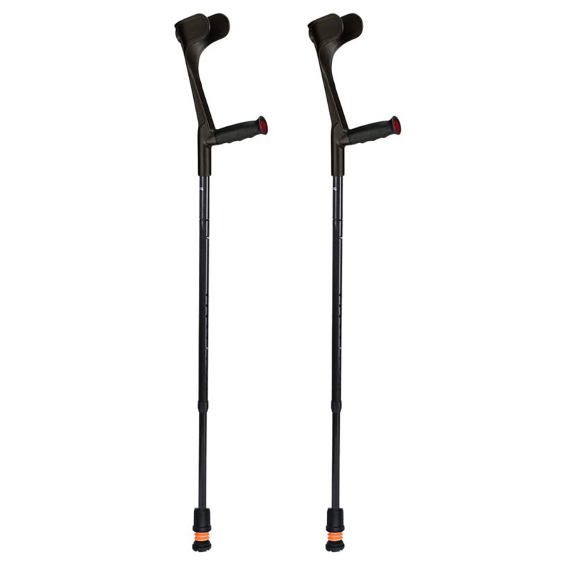 Flexyfoot Carbon Fibre Soft Grip Open Cuff Black Folding Crutches (Pair)